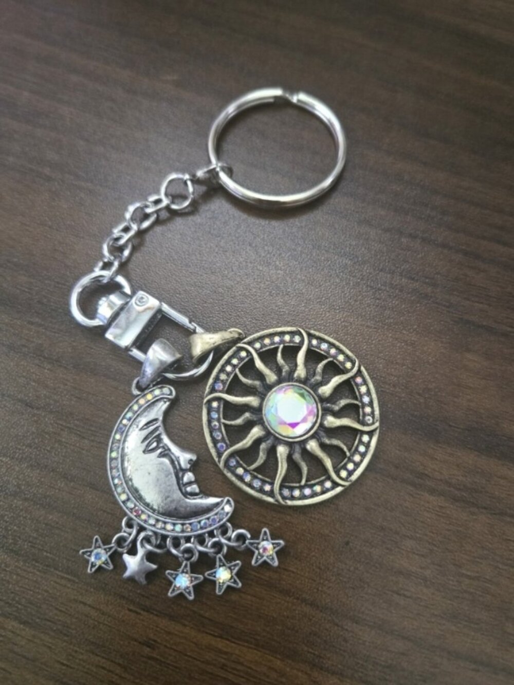 Moon, Stars, Sun Keychain